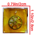 Amber Square Pendant with Golden Gear - $7.00