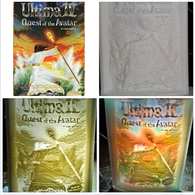 Ultima IV video game box art lithophane panel collage